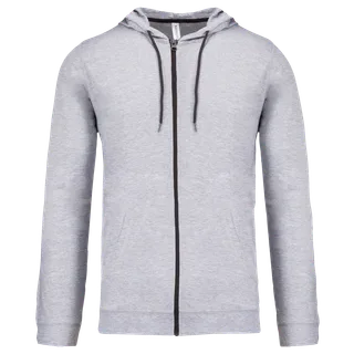 Kariban Licht katoenen sweatvest met capuchon in Oxford Grey, voorkant