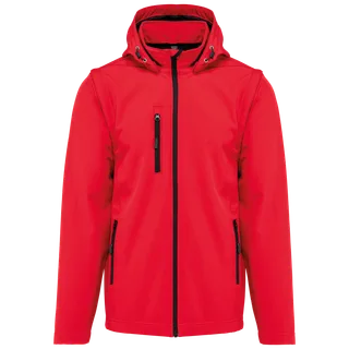 Kariban 3-laags uniseks softshelljas met afneembare capuchon en mouwen in Red, voorkant