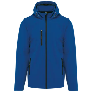 Kariban 3-laags uniseks softshelljas met afneembare capuchon en mouwen in Dark Royal Blue, voorkant