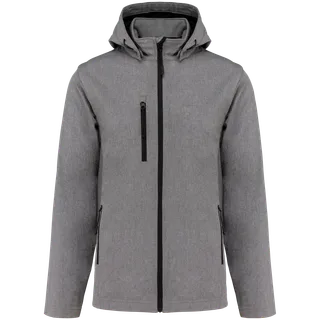 Kariban 3-laags uniseks softshelljas met afneembare capuchon en mouwen in Marl Grey, voorkant
