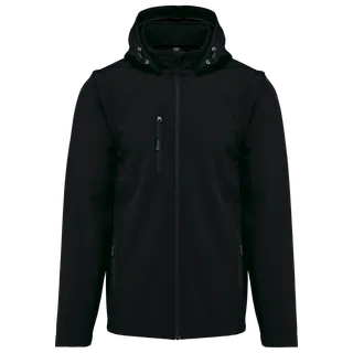 Kariban 3-laags uniseks softshelljas met afneembare capuchon en mouwen in Black, voorkant