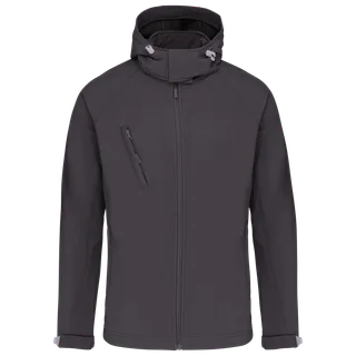 Kariban Men's detachable hooded softshell jacket in Titanium, voorkant