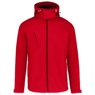 Kariban Men's detachable hooded softshell jacket in Red, voorkant