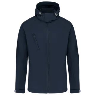 Kariban Men's detachable hooded softshell jacket in Navy, voorkant