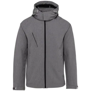 Kariban Men's detachable hooded softshell jacket in Marl Grey, voorkant