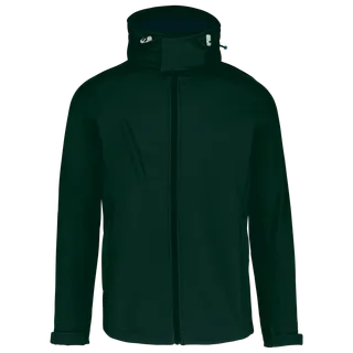 Kariban Men's detachable hooded softshell jacket in Bottle Green, voorkant