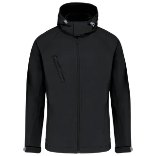Kariban Men's detachable hooded softshell jacket in Black, voorkant