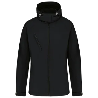 Kariban Ladies' detachable hooded softshell jacket in Black, voorkant