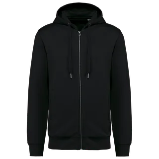 Kariban Unisex eco-friendly French Terry zipped hooded sweatshirt in Black, voorkant