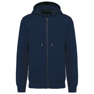 Kariban Unisex eco-friendly French Terry zipped hooded sweatshirt in Navy, voorkant