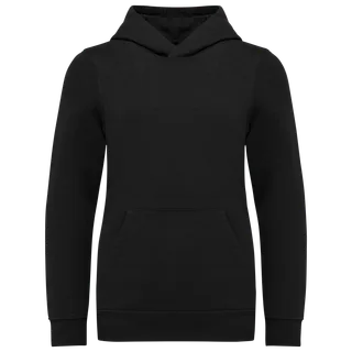 Kariban Kids' hooded sweatshirt in Black, voorkant