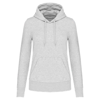 Kariban Ecologische damessweater met capuchon in Ash Heather, voorkant