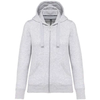 Kariban Damessweater met rits en capuchon in Ash Heather, voorkant