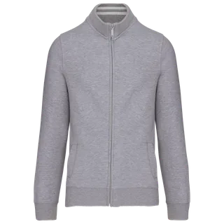 Kariban Men's full zip sweat jacket in Oxford Grey, voorkant