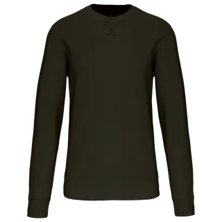 Kariban Sweater met ronde hals in Dark Khaki, voorkant