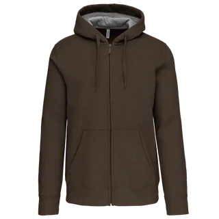 Kariban Full zip hooded sweatshirt in Dark Khaki, voorkant