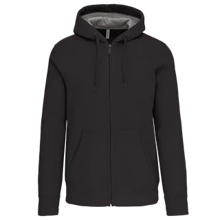 Kariban Full zip hooded sweatshirt in Dark Grey, voorkant