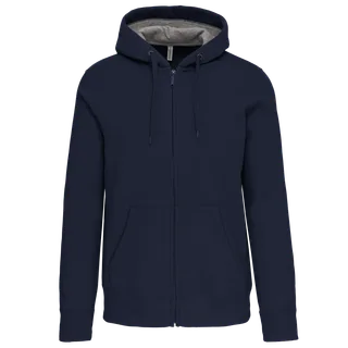 Kariban Full zip hooded sweatshirt in Navy, voorkant