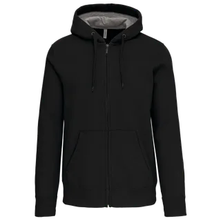 Kariban Full zip hooded sweatshirt in Black, voorkant