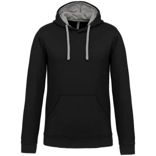 Kariban Sweater met contrasterende capuchon in Black / Fine Grey, voorkant