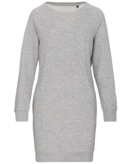 Kariban Organic fleece lounge dress in Light grey heather, voorkant