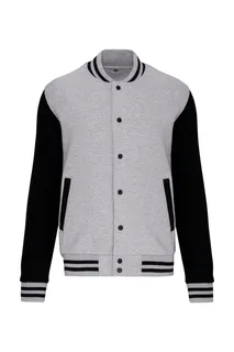 Kariban College jacket unisex in Oxford Grey / Black, voorkant