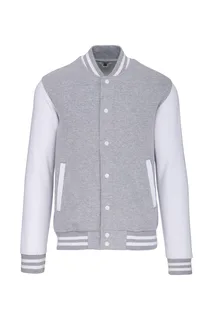 Kariban College jacket unisex in Oxford Grey / White, voorkant