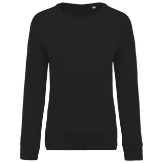 Kariban Ladies’ organic cotton crew neck raglan sleeve sweatshirt in Black, voorkant