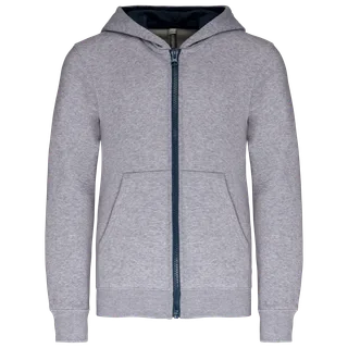 Kariban Kindersweatvest met capuchon in Oxford Grey / Navy, voorkant