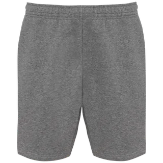 Kariban Men's eco-friendly fleece bermuda shorts in Grey Heather, voorkant