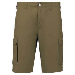 Kariban Lichte herenbermuda met diverse zakken in Light khaki, voorkant