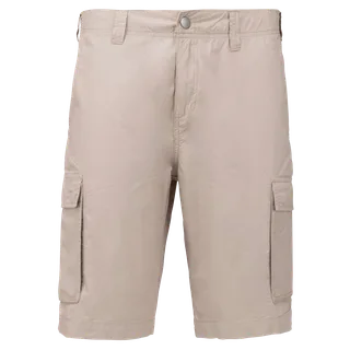 Kariban Lichte herenbermuda met diverse zakken in Beige, voorkant