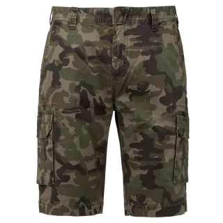 Kariban Herenbermuda met diverse zakken in Olive Camouflage, voorkant
