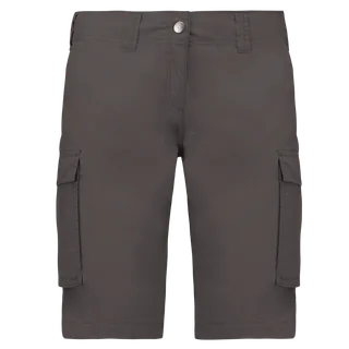 Kariban Lichte damesbermuda met diverse zakken in Light Charcoal, voorkant