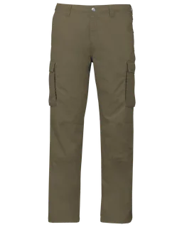 Kariban Lichte herenbroek multizakken in Light khaki, voorkant