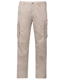 Kariban Lichte herenbroek multizakken in Beige, voorkant
