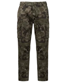 Kariban Men's multipocket trousers in Olive Camouflage, voorkant