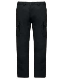 Kariban Men's multipocket trousers in Black, voorkant