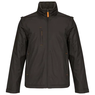 Kariban Herenjack met afneembare mouwen in Dark Grey / Orange, voorkant