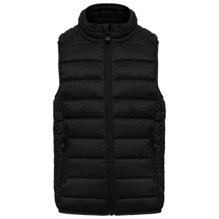 Kariban Kid's lightweight sleeveless padded jacket in Black, voorkant