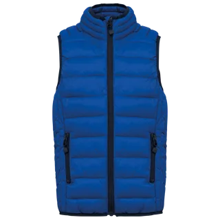 Kariban Kid's lightweight sleeveless padded jacket in Light Royal Blue, voorkant