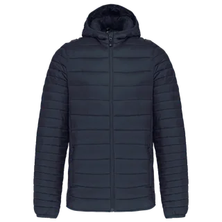 Kariban Men's lightweight hooded padded jacket in Navy, voorkant