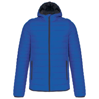 Kariban Men's lightweight hooded padded jacket in Light Royal Blue, voorkant