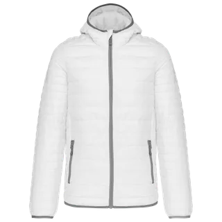 Kariban Men's lightweight hooded padded jacket in White, voorkant