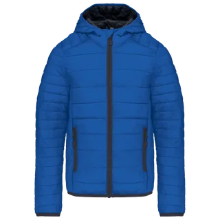 Kariban Donsjack met capuchon in Light Royal Blue, voorkant