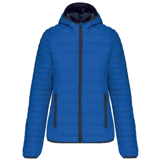 Kariban Lichtgewicht dames donsjack met capuchon in Light Royal Blue, voorkant