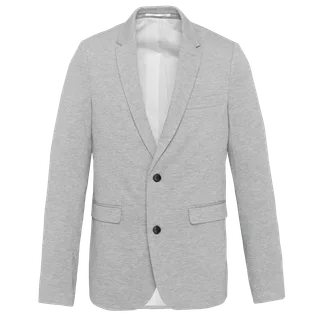 Kariban Men’s knit jacket in Light grey heather, voorkant