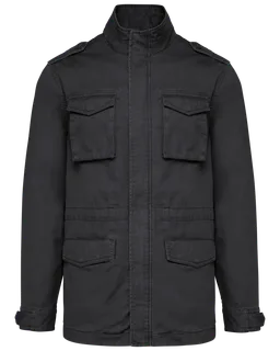 Kariban Heren Safarijasje in Washed black, voorkant