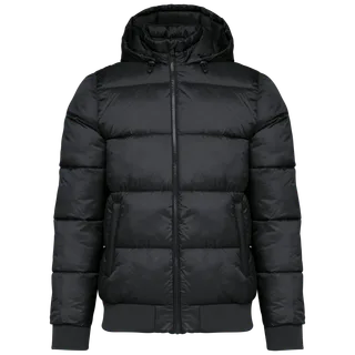 Kariban Unisex recycled ribstop jacket with hood in Black, voorkant