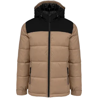 Kariban Uniseks Tweekleurige gewatteerde donsjack in Wet Sand / Black, voorkant